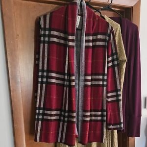 Plaid Open Front Cardigan